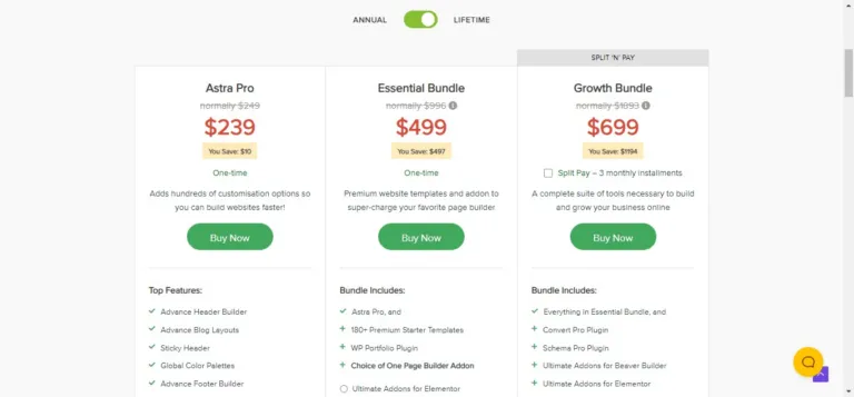Pricing Plans - Get Astra Pro Growth Bundle at the Best Price Today!